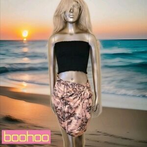 NWOT Apricot Wrap Front Oriental Satin Mini Skirt Size 10